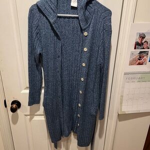Liz Claiborne Heather Blue Hooded Cardigan